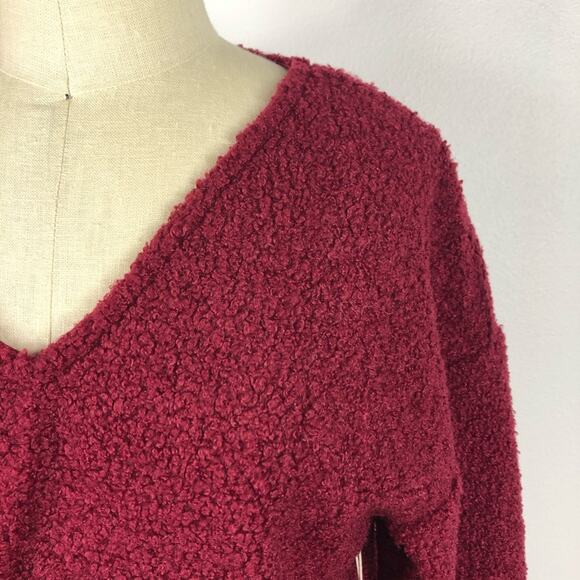CASLON Red Faux Shearling Teddy Sweater S NWT Small Textured Warmth Cozy - Picture 6 of 8
